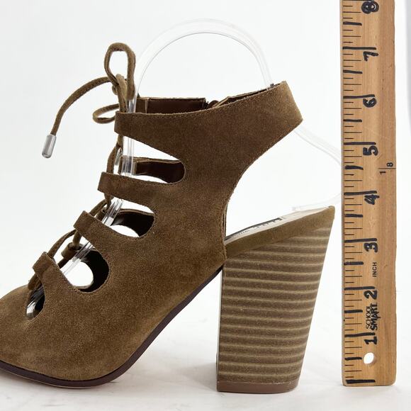 INC International Concepts (7) Radka Brown Suede Leather Chunky Caged Heels - Picture 10 of 10